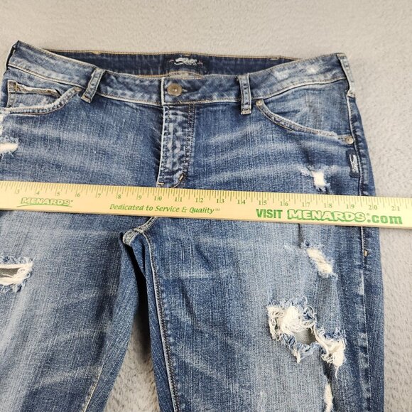 Silver Jeans Women's 33x27 Kenni Skinny Ankle Distressed Stretch Denim Pants - Picture 4 of 14